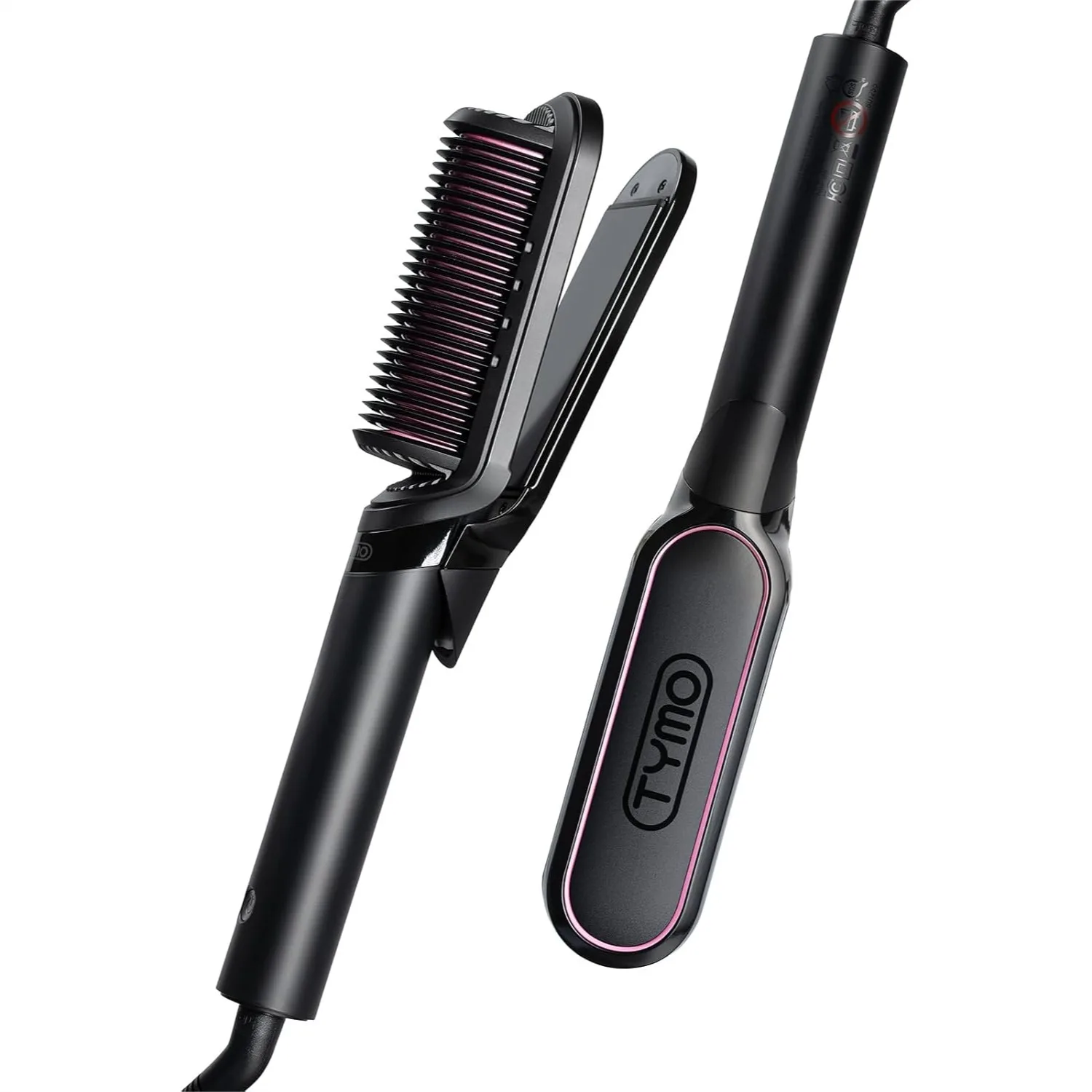 

Flat Iron Hair Straightener Brush 2 in 1, 200M Ions Ceramic Straightening Hot Comb for Anti-Frizz, Waves, Curls, Dual Voltage