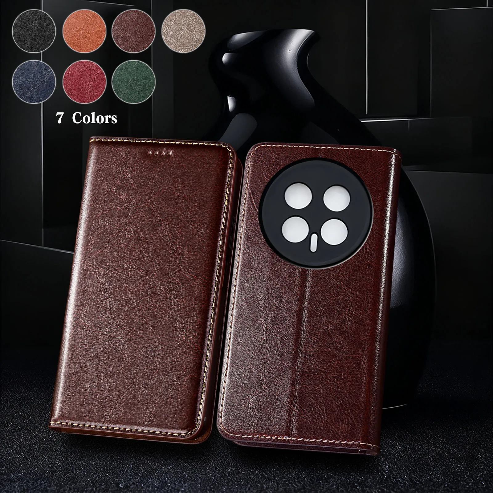 حافظة هاتف من الجلد الطبيعي لهاتف Honor Magic 5 6 7 8 Pro Lite مجنون الحصان نمط المحفظة حافظة جلد البقر مقاومة للخدش #1