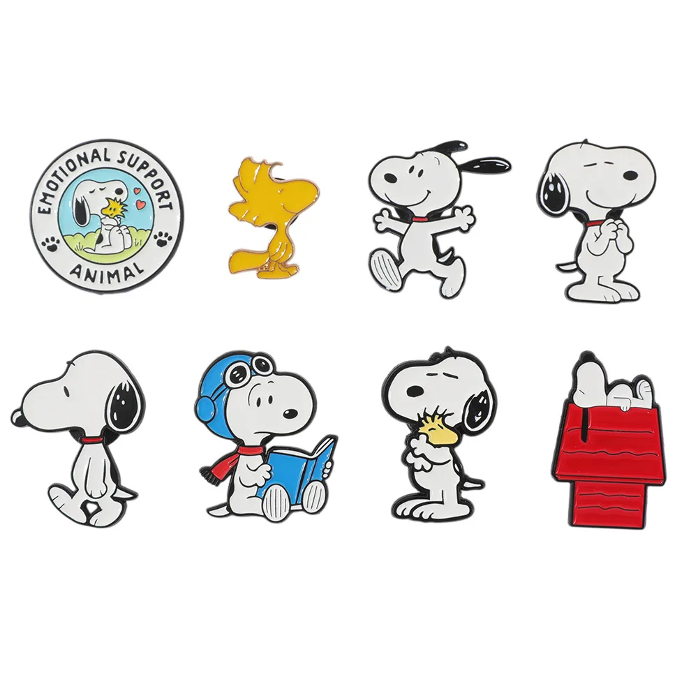 Snoopy Woodstock Cartoon Enamel Brooch Pins, Classic Dog Anime Lapel Badges DIY Backpack Clothes Decoration Gift for Fans