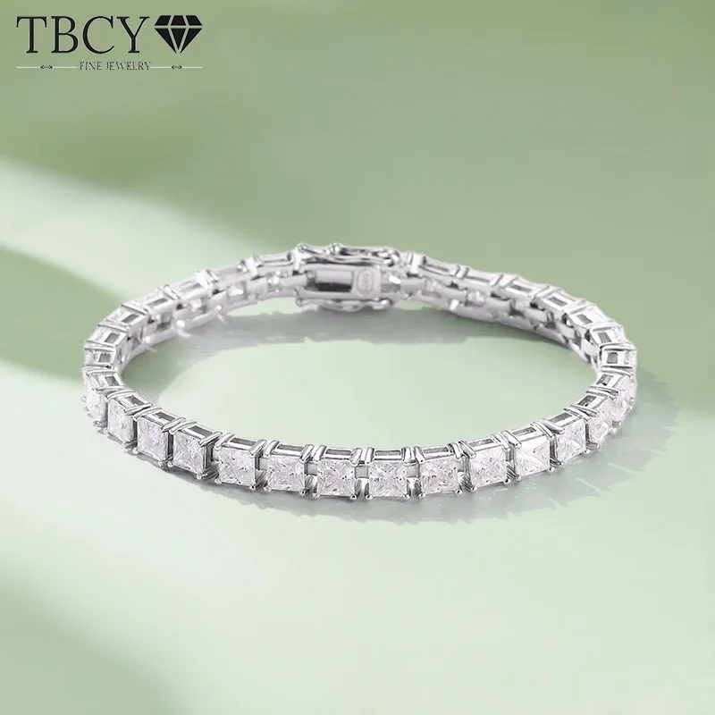 

TBCYD 4x4mm D Color Princess Cut Moissanite Tennis Bracelet For Women GRA Certified S925 Silver Lab Diamond Hand Chain Jewelry