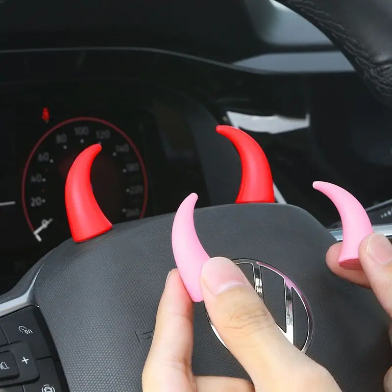 1 Pair Creative Fashion Calf Horn Devil's Horn Car Centre Console Display Steering Wheel Cute Car Decoration Ornament