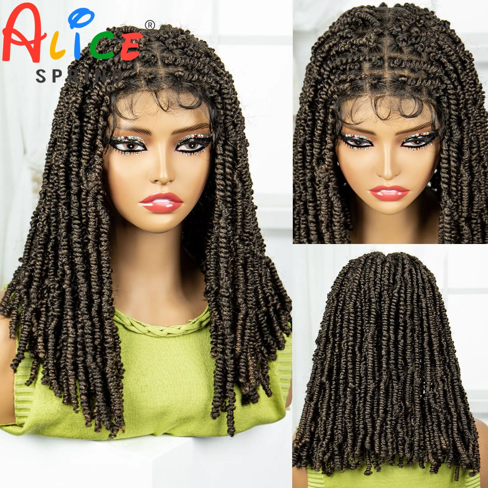 

Synthetic Passion Twist Braids Wig Full Lace Spring Twist Braided Wigs for Black Women Wig Kontless Box Crochet Braided Lace Wig