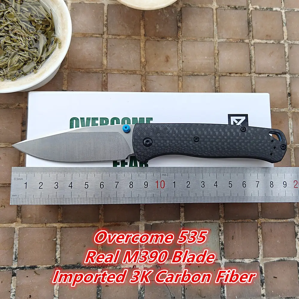 

Overcome 535 Real M390 Imported 3K Carbon Fiber Handle Bushing Copper Washers Pocket EDC Tool Camping Fish Hunting Folding Knife