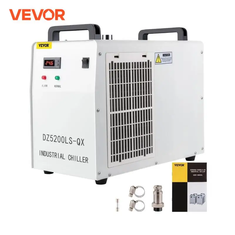 

VEVOR CW-5200 CNC Laser Engraving Machine Chiller Thermolysis Industrial Water Cooler 130W/150W CO2 Glass Laser Tube Cooling