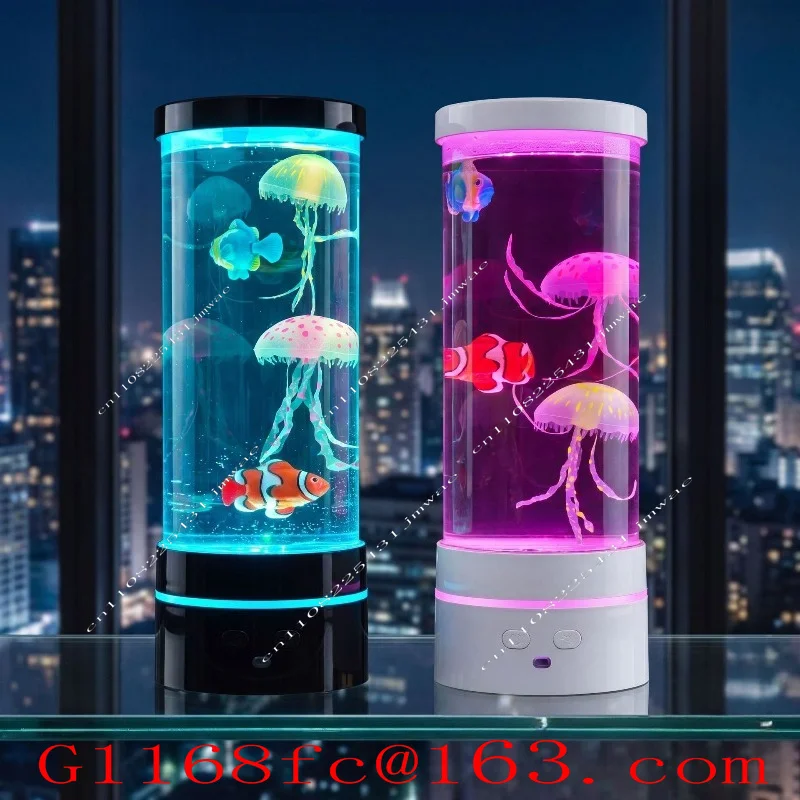 LED Jellyfish Light USB Rainbow Color Changing Ambient Light Creative Night Light Silent Desktop Decoration Sea Urchin Jellyfish