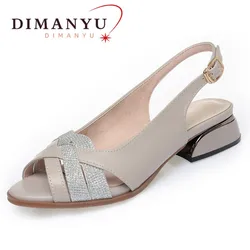 DIMANYU Sandals Women 2026 New Summer Genuine Leather Mom Sandals Large Size 41 42 43 Fish Mouth Sandals For Ladies