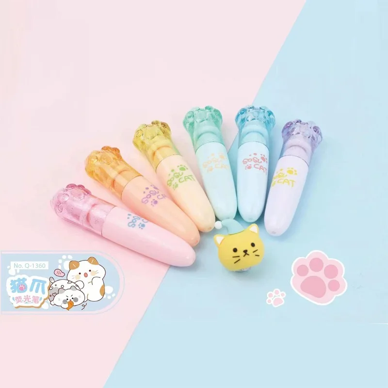 Cute cat paw highlighter marker pen Handbook colour pencil Stationery student supplies Office Supplies gift prize