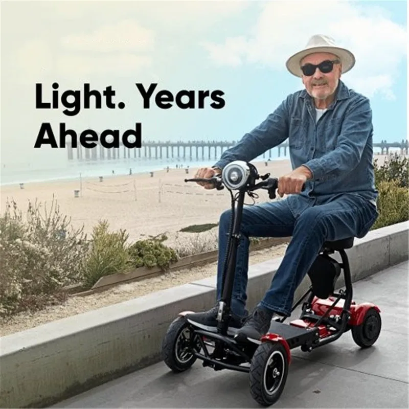 Adult 4 Wheel Electric Scooter Two Seater Dual Motor For Elderly Mobility Scooters For Seniors Foldable Lightweight With Basket