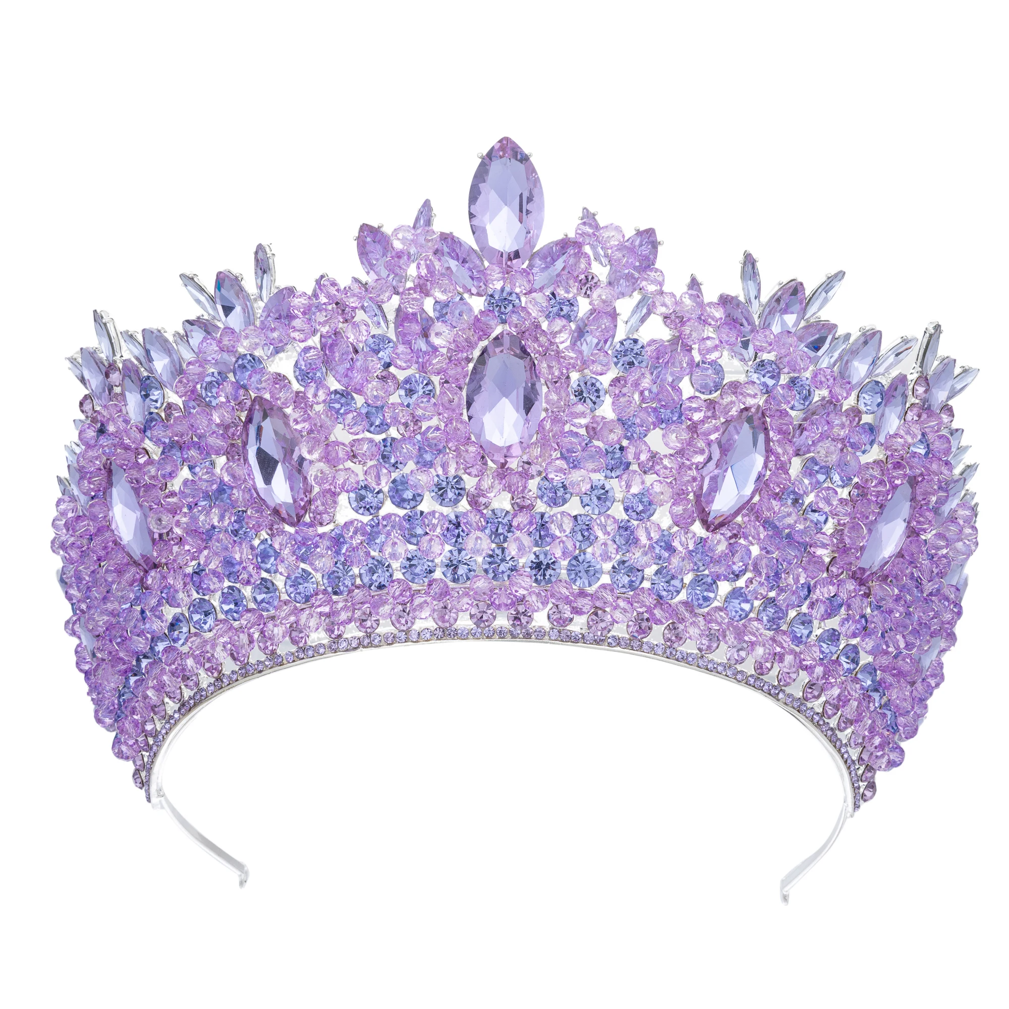 تيجان الزفاف الباروكي لمهرجان ملكة جمال الكون كبير كريستال تاج الزفاف تاج لحفل زفاف العروس الإكليل الشعر مجوهرات غطاء الرأس #5