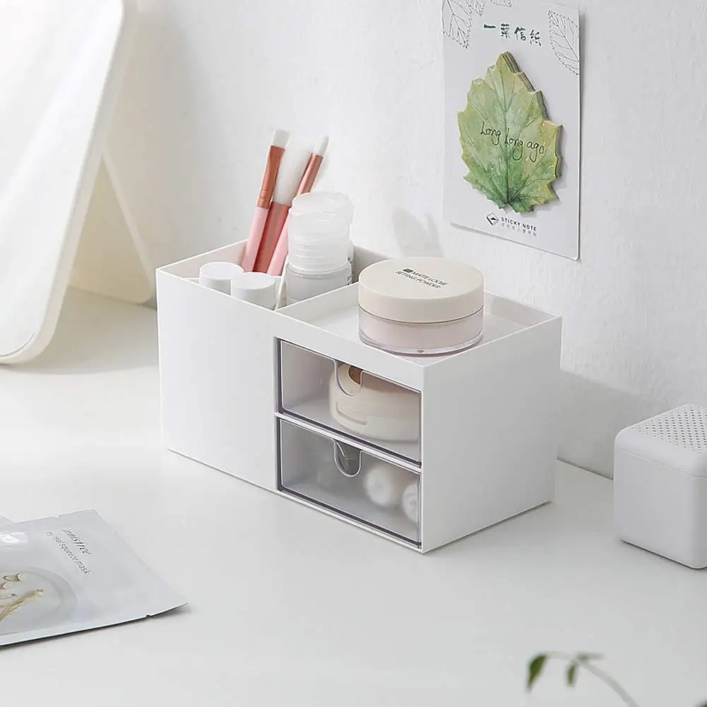 

Small desktop storage box, plastic storage box with 5 compartments, suitable for desktop stationery storage, cosmetics storage