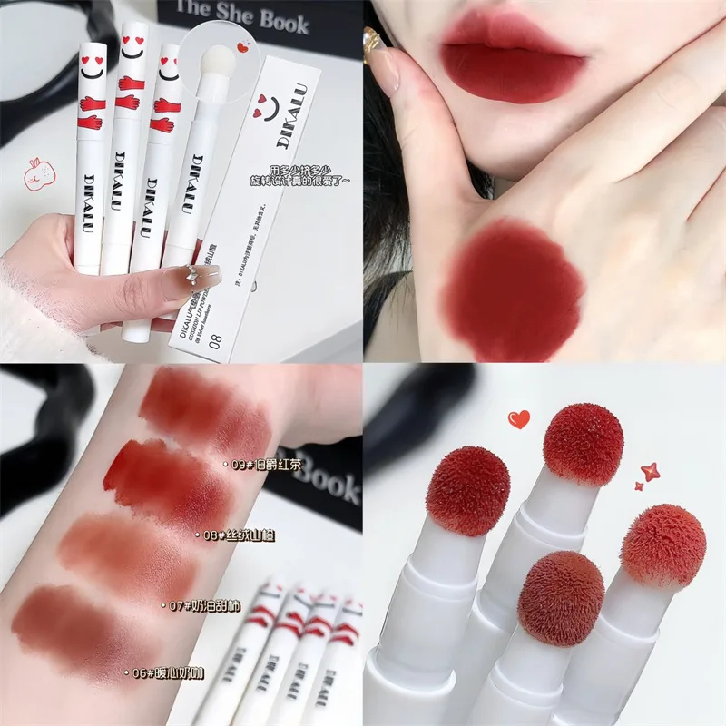 Lip Mud Powder Cream Matte Liquid Lipstick Brick Red Velvet Finish Long Wear No Smudge for Fair Skin Essential