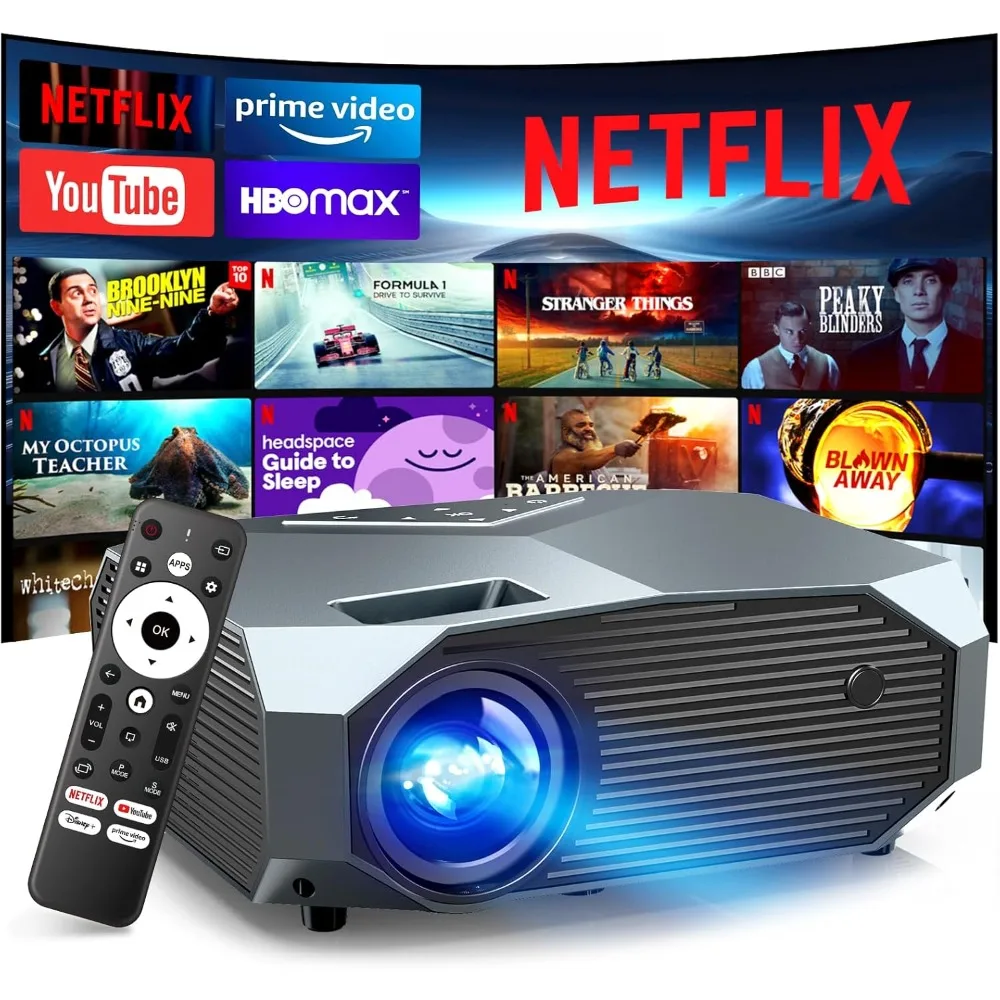 جهاز عرض ذكي رسمي من Netflix WiFi 6 Bluetooth 5.3 4K جهاز عرض أفلام خارجي يدعم Prime Video YouTube HDMI USB iOS