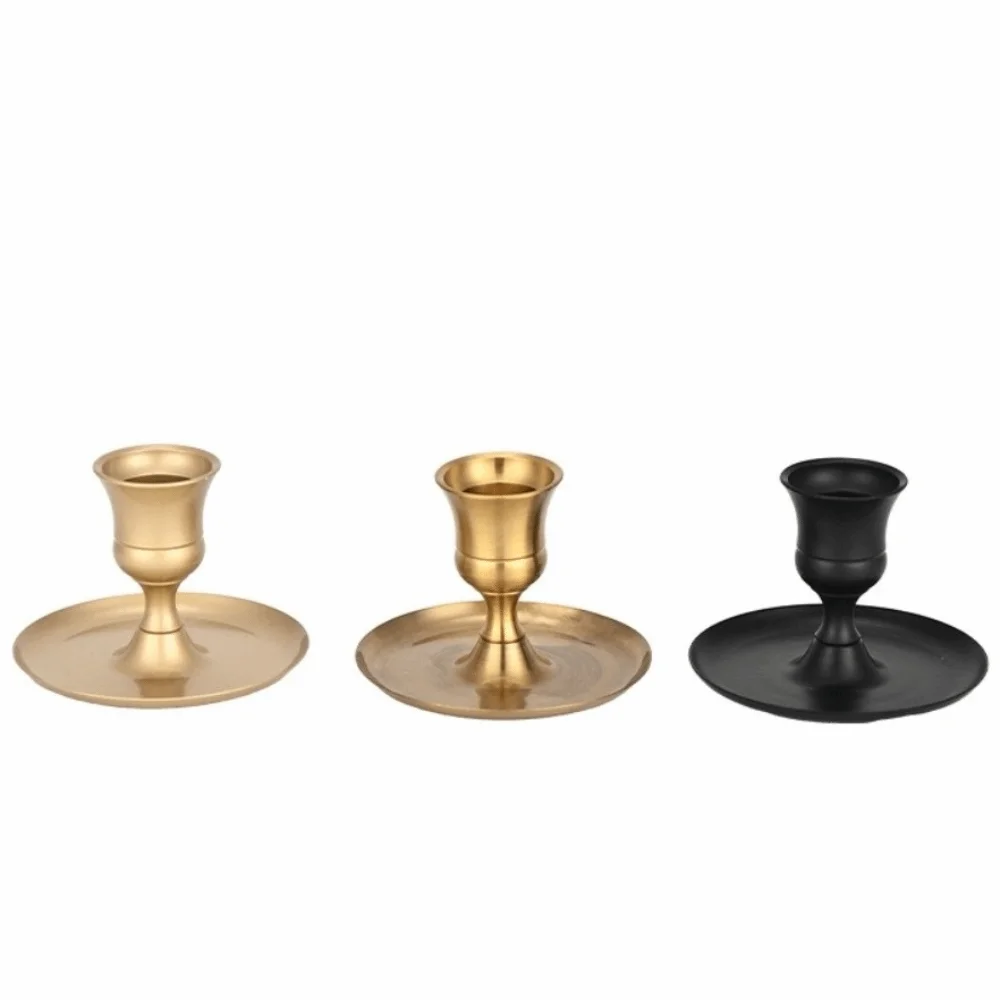 Matte Black Candlestick Holder Short Height Vintage Style Candle Holder Decor Candlestick Decor Western Restaurant Decoration