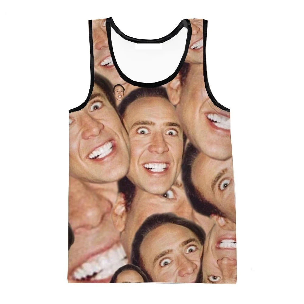 New Actor Nicolas Cage Fashion Men Women Tracksuits Crewneck Hip Hop  Vest Size S-7XL  Men Tank Top  Fitness  Custom Tank Top