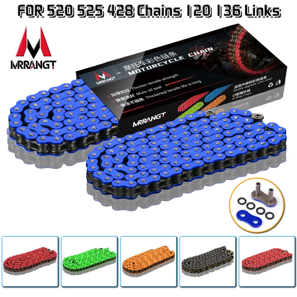 

MRRANGT Motorcycle Oil Seal Chain 428 520 525 Chains 136 120 Links Universal for Yamaha Suzuki Ducati Motorcycle Modified Parts