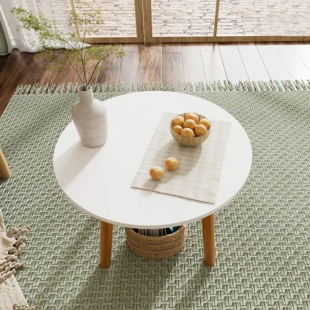 Nordic Style Round Dining Table 60cm Waterproof Top with Solid Wood Legs Leisure Coffee Table Home Furniture