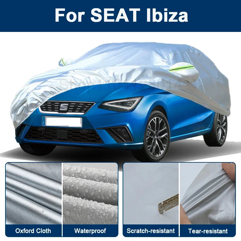 

Outdoor Full Car Cover For SEAT Ibiza with Reflective Strips Waterproof Snowproof Dustproof UV Protection Exterior Accessories