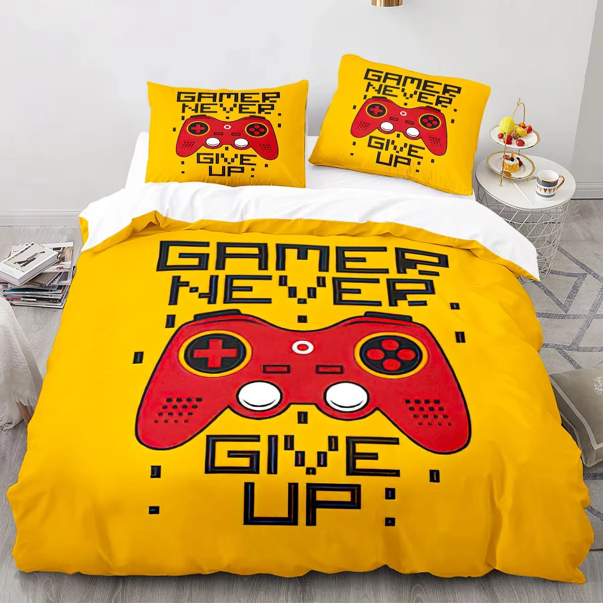 Game Bedding Set Boys Cartoon Duvet Cover Set Modern Gamepad Comforter Cover Full Queen Player Gaming Joystick Bedspread Cover
