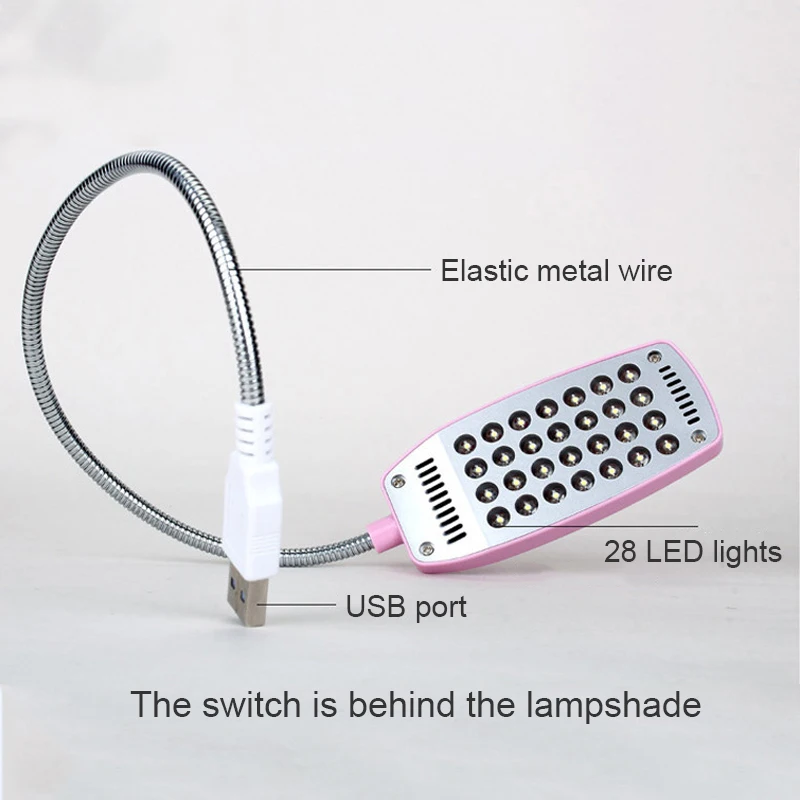 Lampada da lettura Usb a 28Led Led Usb Ultra Bright Book Light Eye Care lampade da tavolo flessibili lampada da notte per Pc Laptop Night Lights