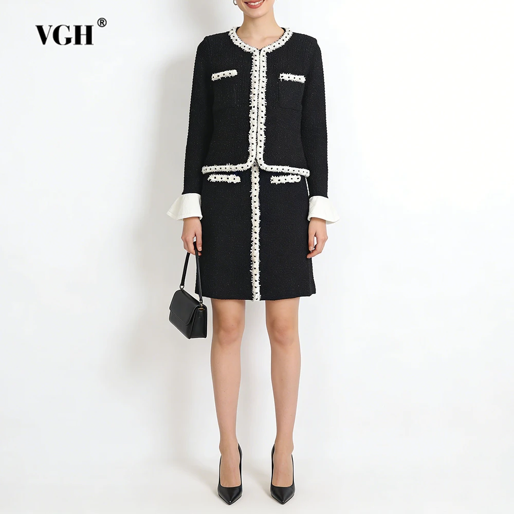 

Комплект VGH: Удобный повседневный костюм-двойка для женщин – топ с круглым вырезом и длинным рукавом, юбка с высокой талией. Осенний шикарный комплект. Новинка.