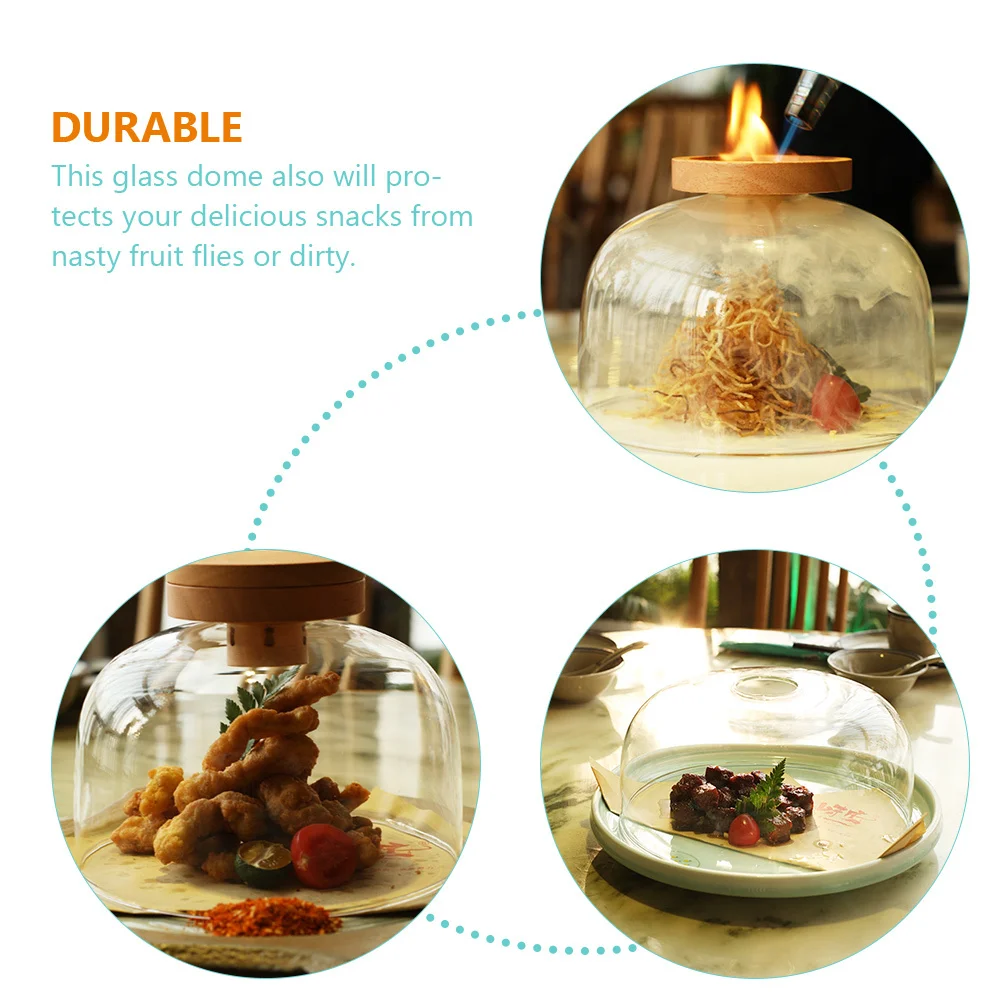 

Smoking Cloche Dome Glass Cover for Food Desserts Whiskey Cocktail Smoke Infuser Transparent Lid Smoking Cloche Dome