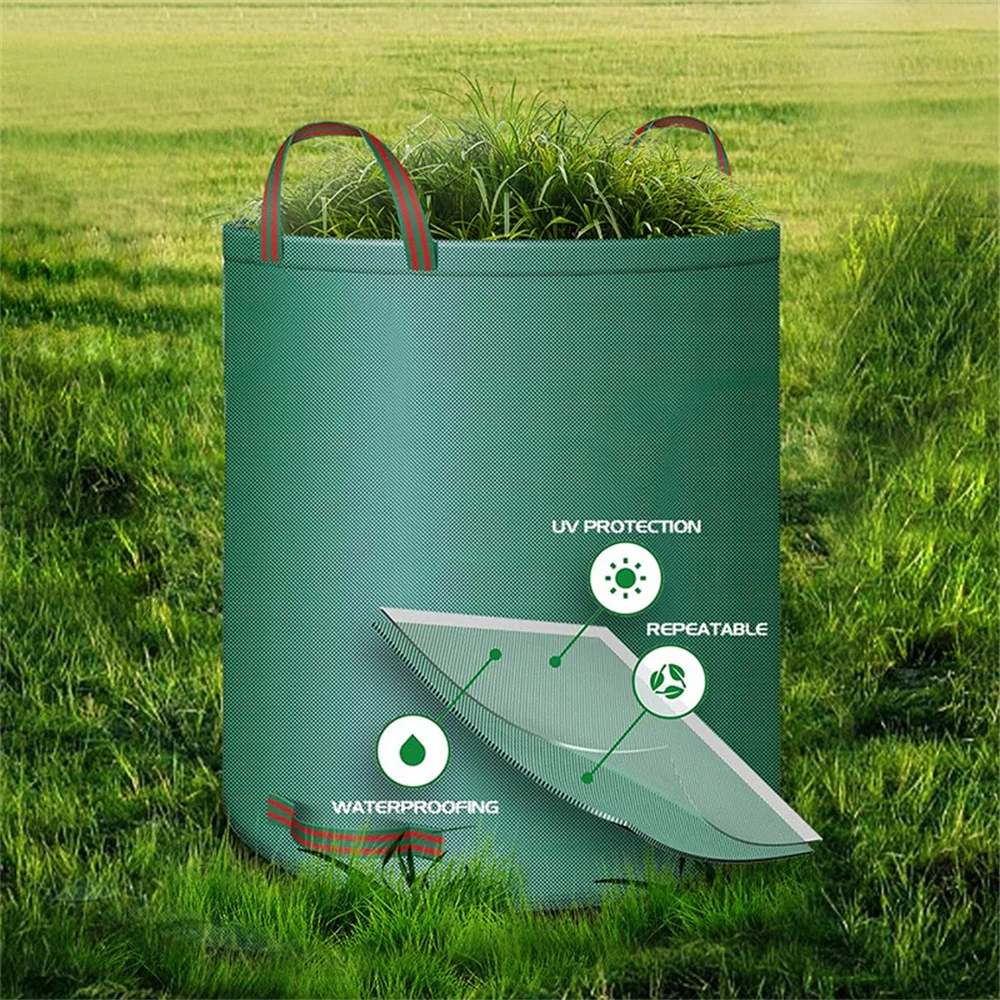 مجموعة أكياس نفايات الحديقة PP شديدة التحمل - أكياس حطام ساحة قابلة لإعادة الاستخدام مع قماش صناعي ومقابض للنباتات وجمع الأوراق