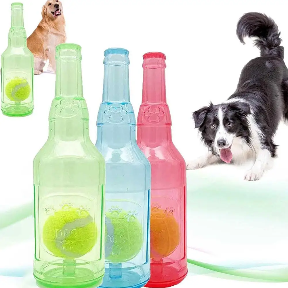 Water Bottle Chew Toys For Dogs Dog Toy Cruncher Plastic Bottle With Ball Toys Tennis Balls For Mental Physical Exercise O9Z4