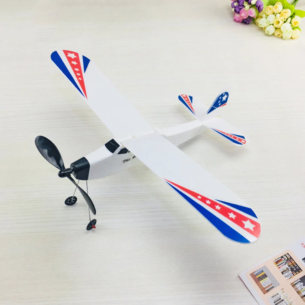 

2Pcs Rubber Band Powered Airplane Biplane Kids Educational Assemble Aircraft Flying Glider Plane Plaything Kit