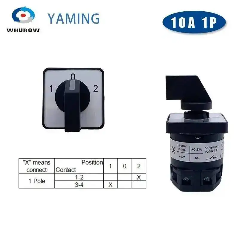 LW26-10/5 Changeover Selector LW28 Series 1-5 Poles 10A Silver Contact Power Control Rotary Cam Switch