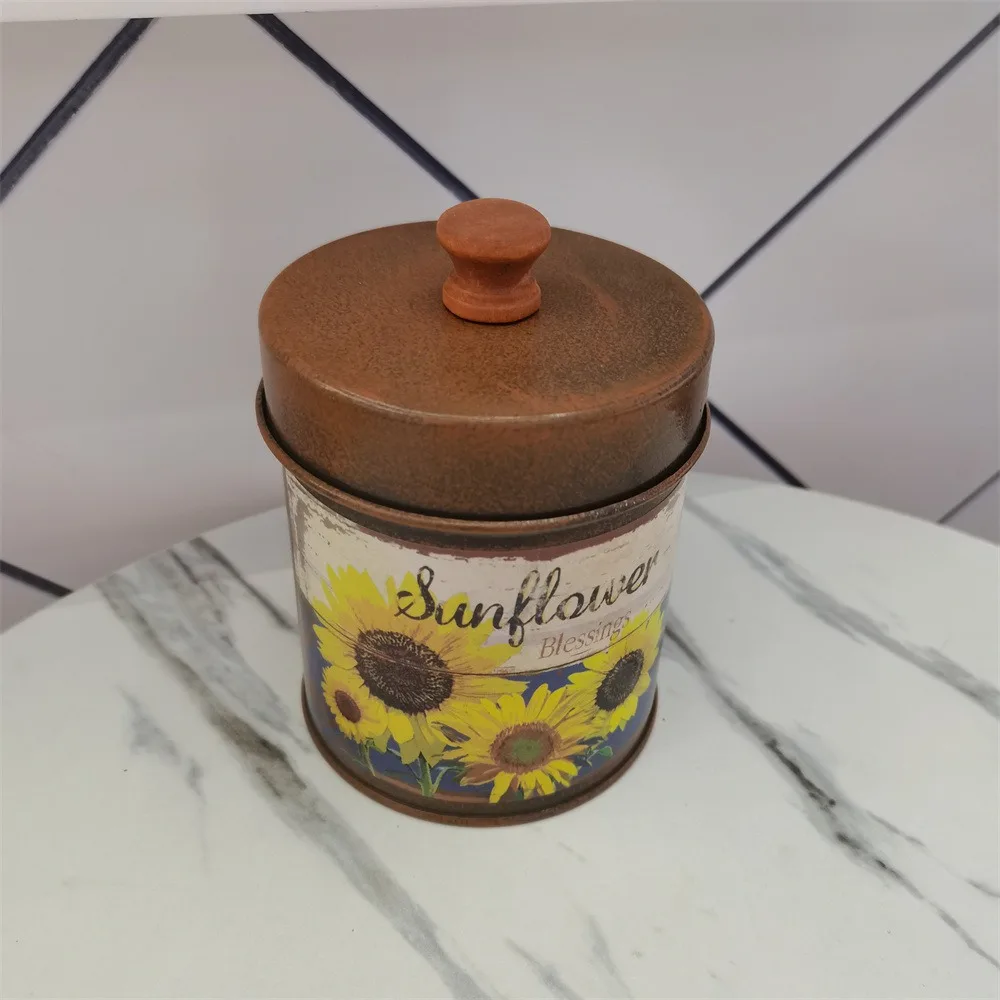 Retro Coffee Storage Tank Vintage lron Dry Cereal Nuts Jars Photography Props Kitchen Container Home Decor Metal Sealed Cans