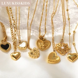 LUXUKISSKIDS Trendy Stainless Steel Heart Pendant Necklace for Women/Girls Chic Simple Romantic Love Charm Jewelry Party Gifts