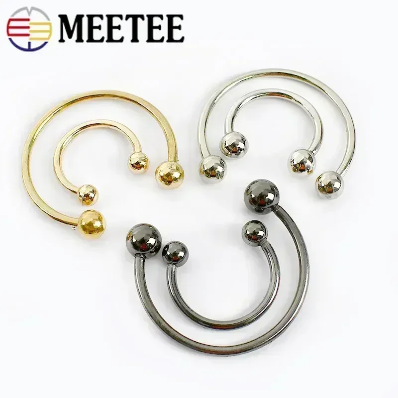 Meetee 15-60mm U-shaped Ring Buckle Double-headed Screw Metal Buckles Collar Swimwear Decorative Clasp Shoe Hook Sew Accessories