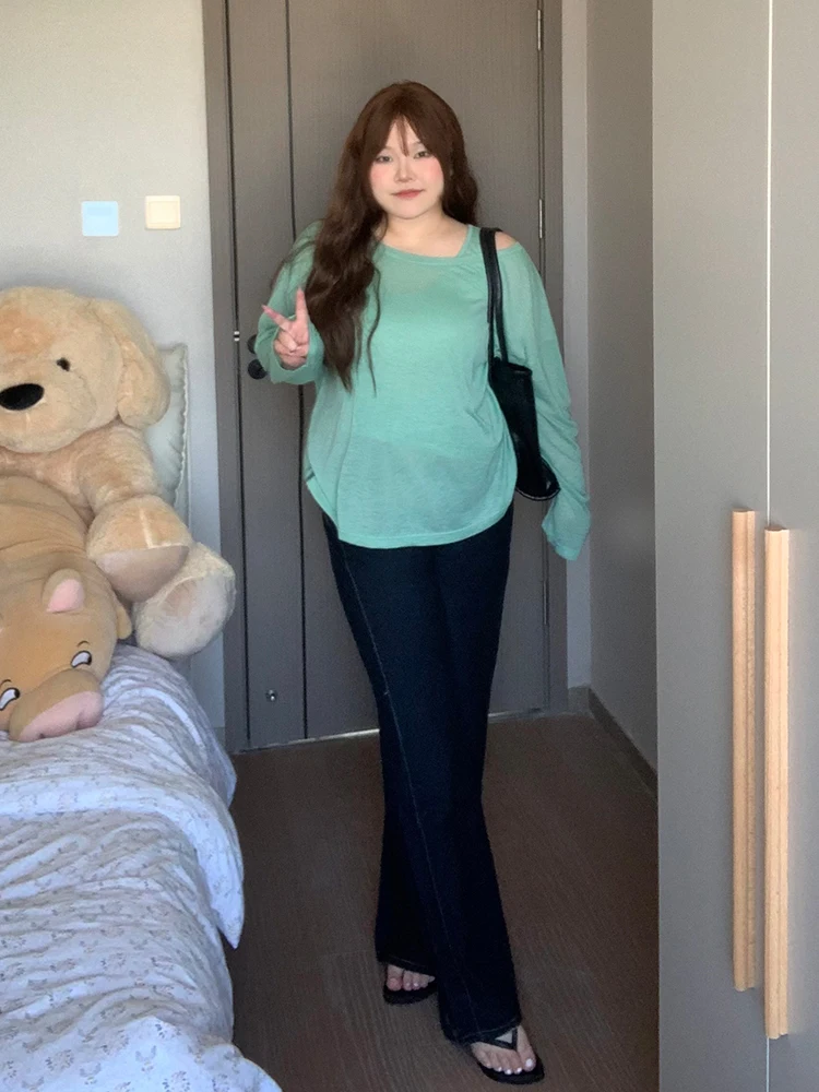 

High Waist Wide Leg Jeans Long Blue ey Hong Kong Sle Vintage High Waist Large Size Women's Pants Autumn Cotton Polyester ...