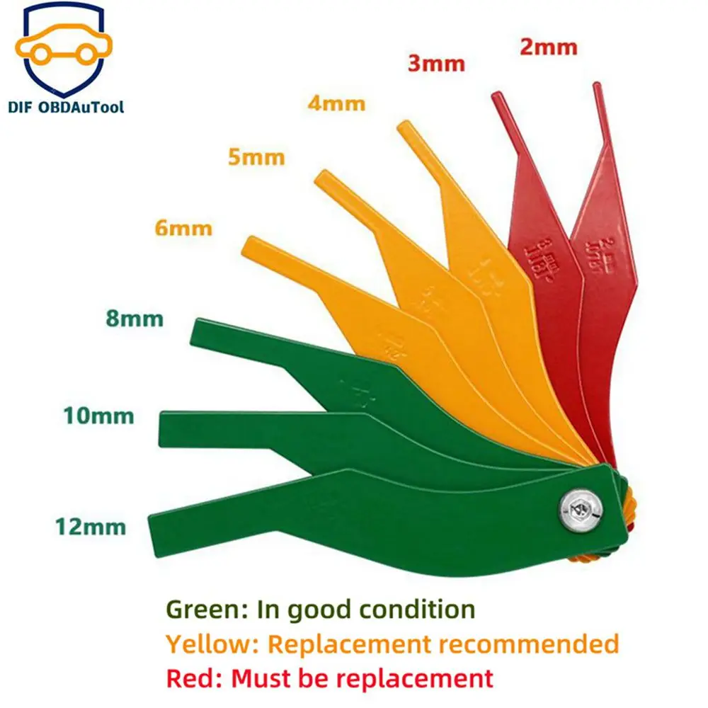 New Plastic 8in1 Brake Pad Measuring Ruler Plastic 2-12mm Brake Pad Thickness Gauge Set Brake Pad Thickness Wear Gauge