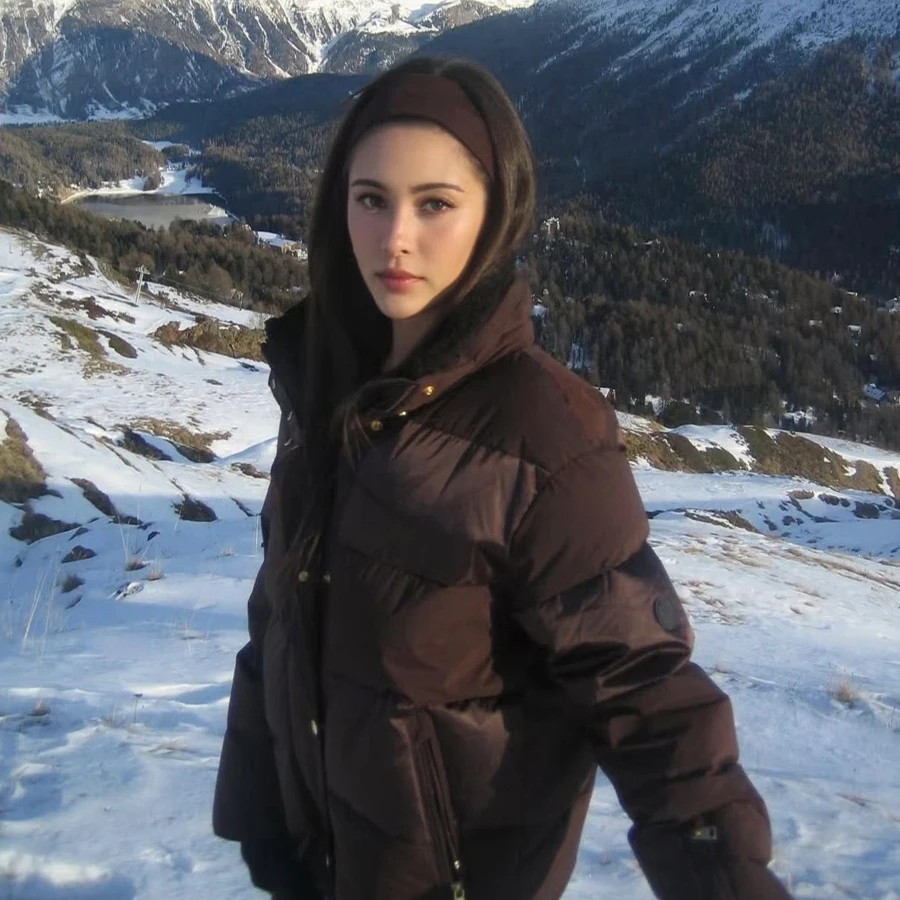 Abrigo acolchado para mujer, cálido, garantizado, marrón, dinero viejo, dorado, Jaet Cleanfit Sle, largo, cierre de cremallera, serie Snow