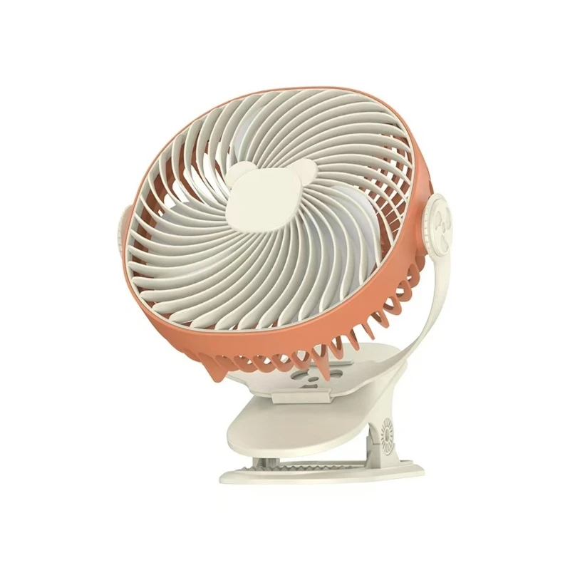D0AB Rechargeable USB Clip Fan Portable Desk Fan 5 Speeds Quiet Cooling for Office
