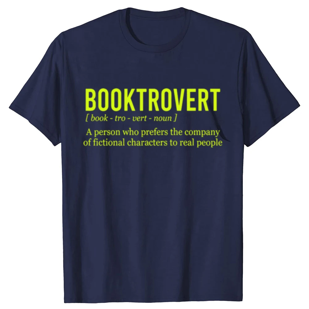 Booktrovert Definition Funny Bookworm T-Shirt Men Cute Book Lover T Shirt Bookish Nerd Tshirts Cotton Librarian Tees Gifts