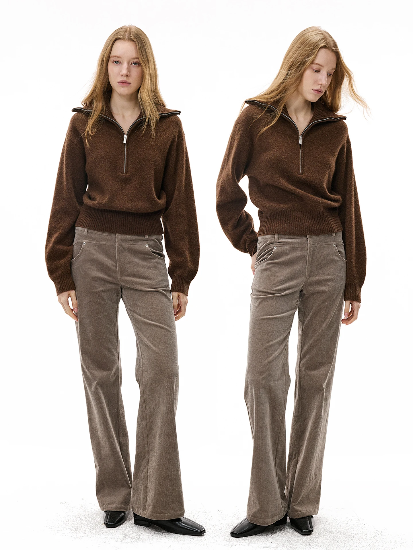 

Женский зимний свитер Monroo American Sle из чистой шерсти с молнией, свободного кроя, универсальный, с длинными рукавами, розовый цвет