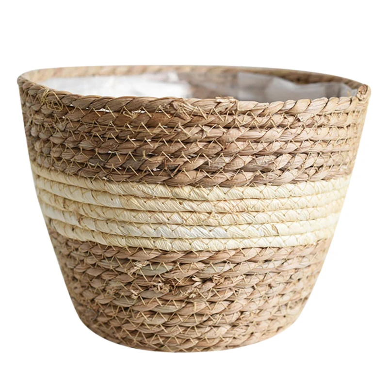 Straw Flower Pot Weaving Flower Plant Basket Grass Planter Basket Indoor Flower Pots Cover Plant Containers for Plantable Plants