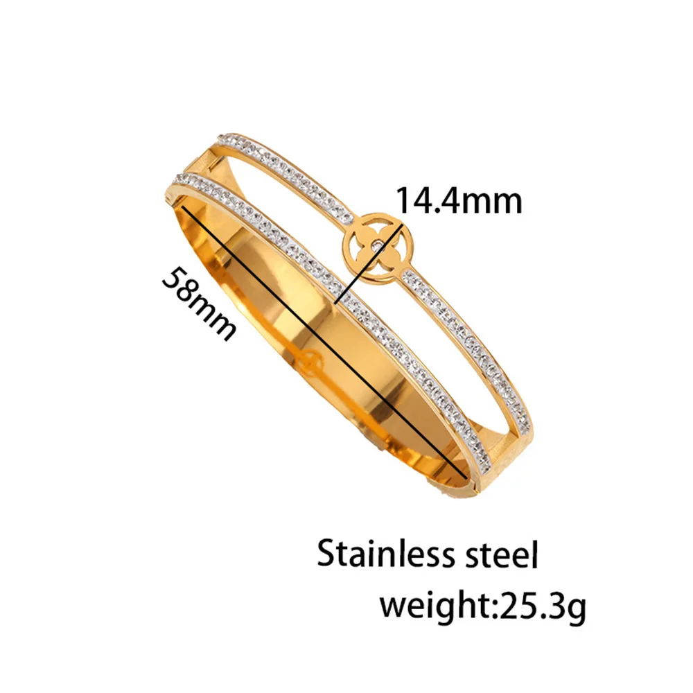 New clover gold stainless steel bracelet popular five-leaf petals fashionable plant bracelet ladies jewelry wife mother birthday