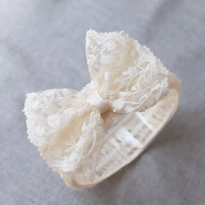 D7YD Diadema con lazo para niñas, diadema con lazo encaje, diadema ancha elegante, accesorios para cabello para