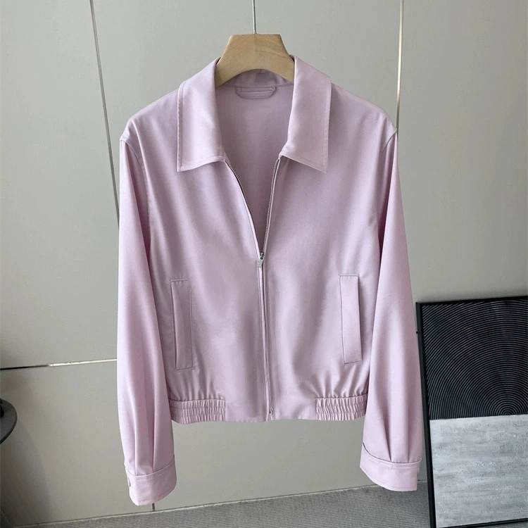 Exquisite Simulation Plain Weave Fabric Angle Pattern Collar Jacket A-Line  Skirt Casual Style Women's Spring Outerwear