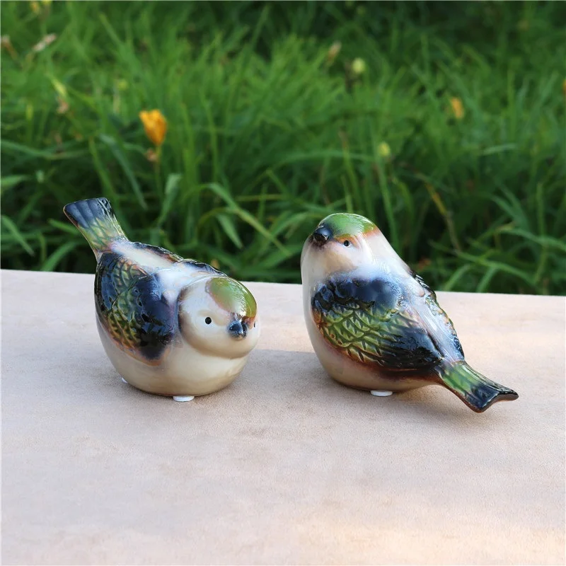 Porcelany para figurka ptaka ceramiczne Birdie miłośników miniaturowa dekoracja Ornament do rękodzieła prezent na walentynki na ślub sprzyja