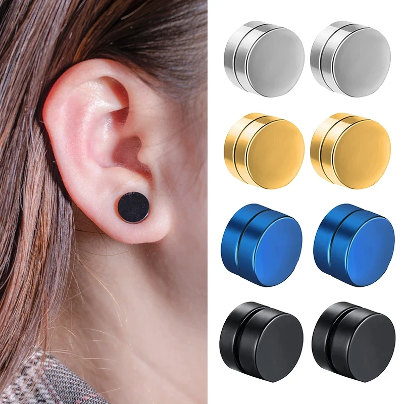 6mm/8mm/10mm/12mm Round Circle Non Piercing Strong Magnet Magnetic Mens Ear Clip Non Piercing Earrings Fake Earrings Jewelry