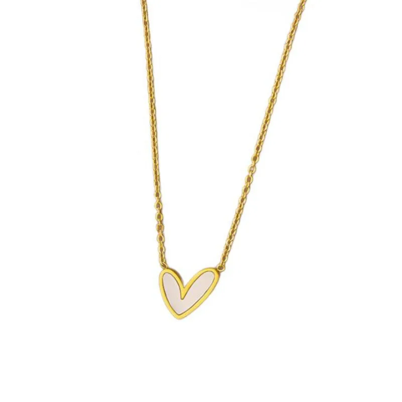 Stainless Steel Shell Love Heart Pendant Necklace For Women Gold Color Korean Style Clavicle Chain Wedding Party Jewelry Gifts
