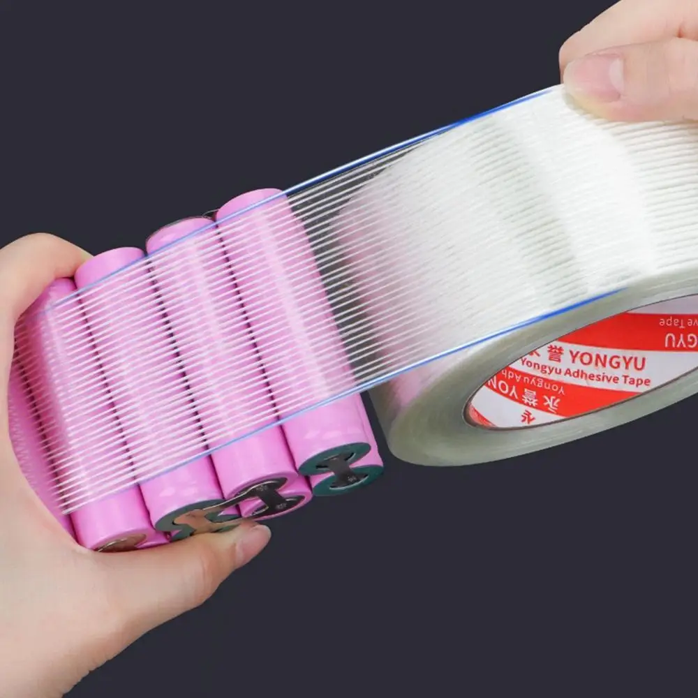 New Strong Stripes Fiberglass Tape High Temperature Resistance 25M Strapping Tape Single-sided Lithium Battery Pack Wrap