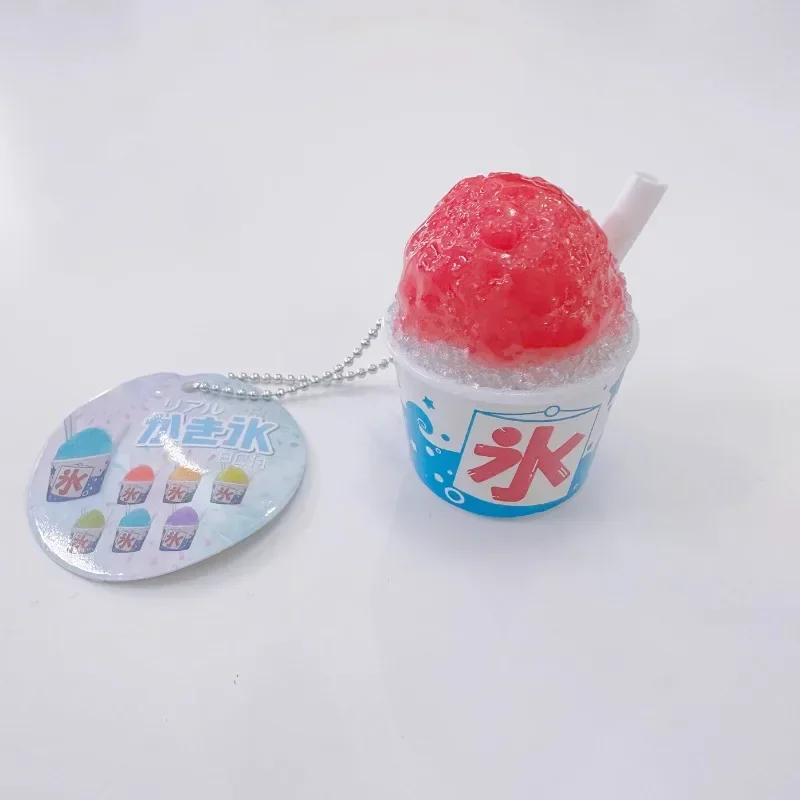 Cute Gashapon Kawaii Figure Anime Miniature Summer Shave Ice Cub Snack Food Keychain Pendant Model Capsule Toys Doll Decor Gift