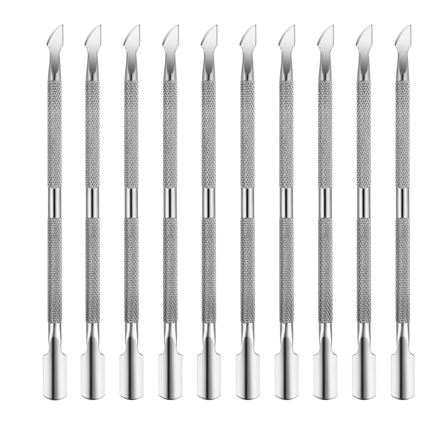 Double Ended Cuticle Pusher Stainless Steel Dead Skin Remover Slanted Head Manicure Prep Pusher Nail Cleaning Tools 3/5/10PCS