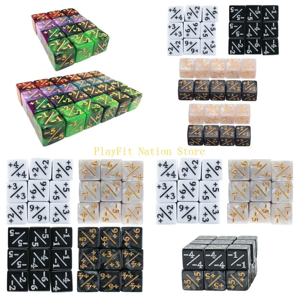 

242F 36Pcs Acrylic Dices Counters Six Sided Tokens Dices Cubes Positive and Negative Dices Kids Learning Toy for Math Teaching