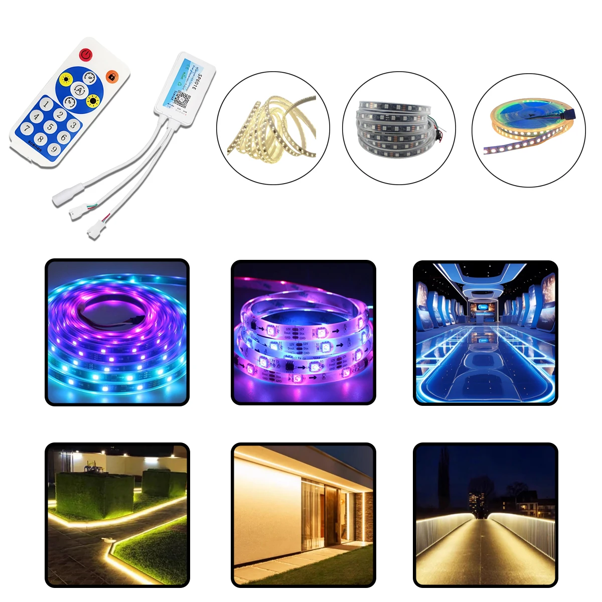 SP601E Bluetooth Music Sync LED Controller - Dual Output Addressable Strip Driver with Mobile APP Control